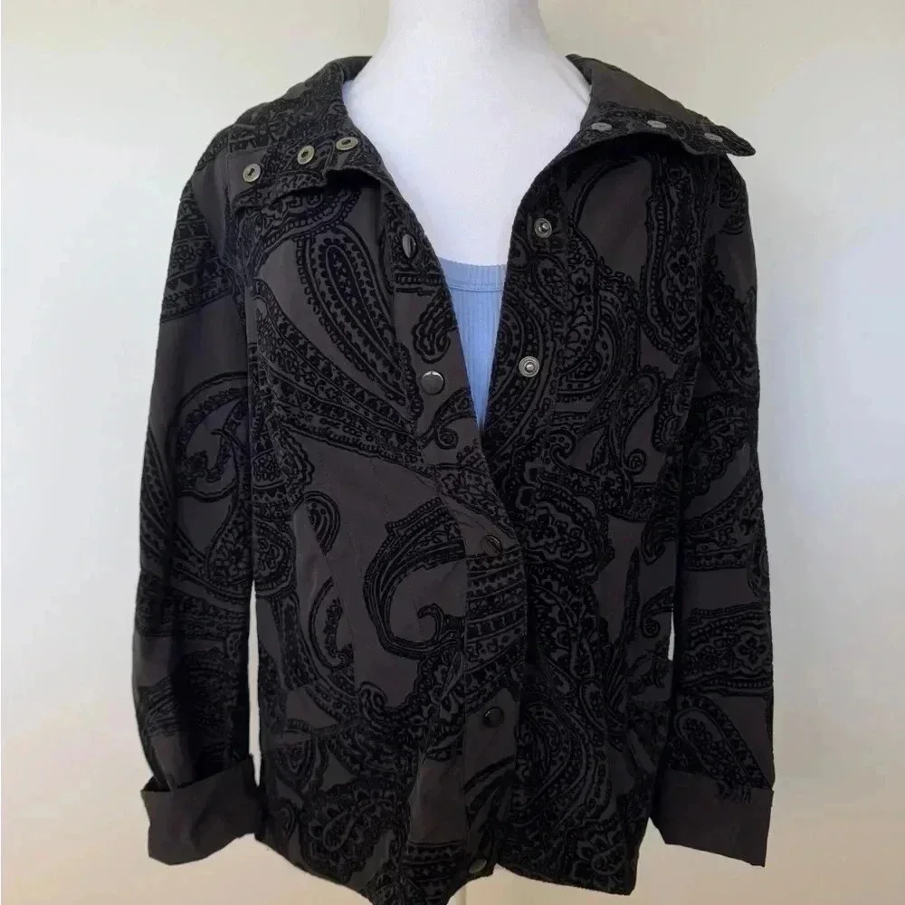 Chico’s Zenergy Velvet Detail Jacket S/M - Picture 1 of 8